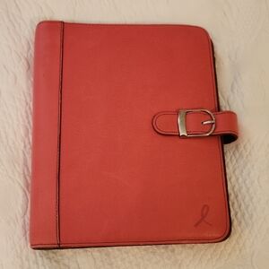 Day-Timer Stylish Pink Ribbon Leather Planner with Snap/Buckle
